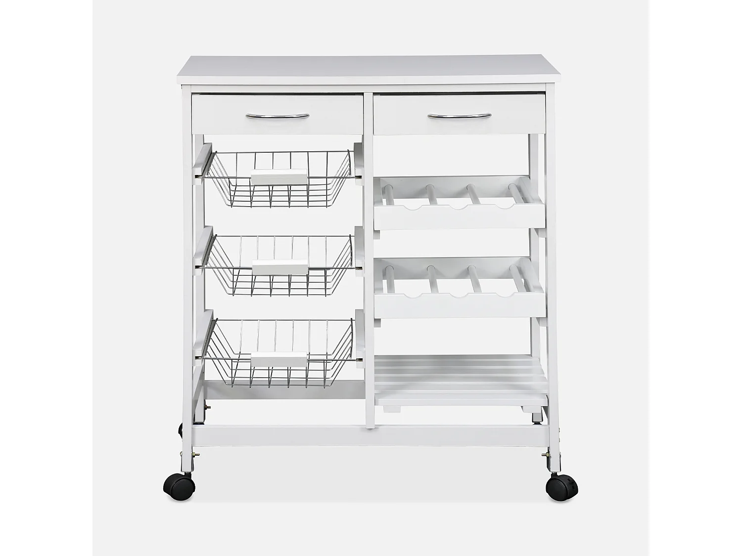 Aparador de cocina efecto madera con ruedas, 65x35cm blanco