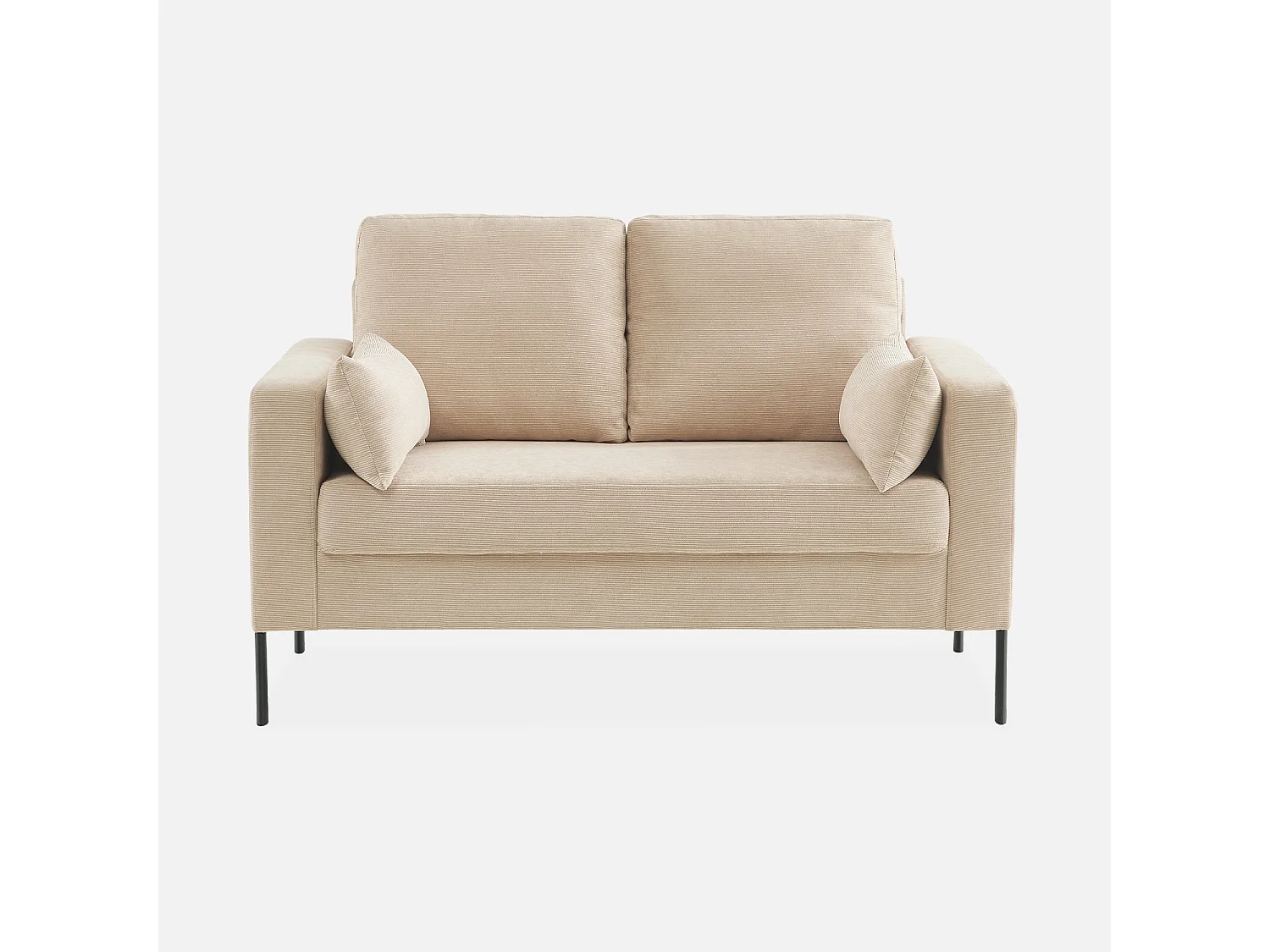 Sofá de pana con patas de metal de 2 plazas beige