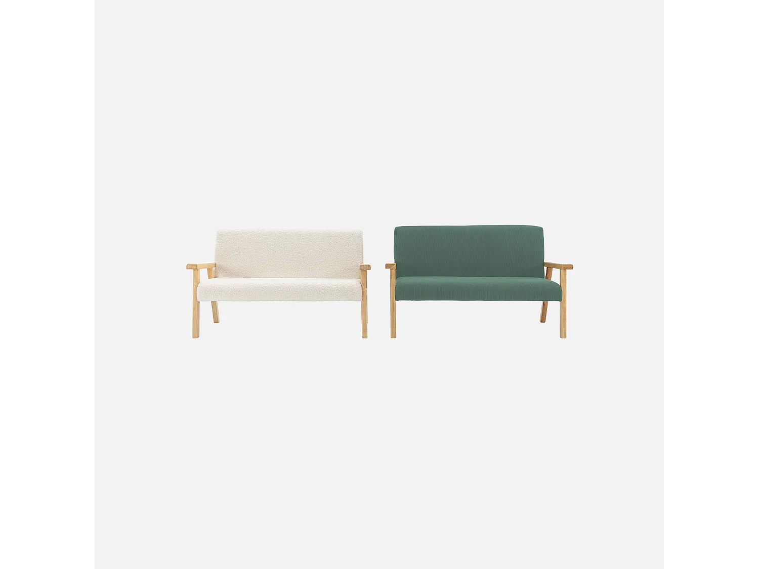 Banquette canapé enfant en bois et velours côtelé kaki. Isak. L 84 x P 43.5 x H 50cm
