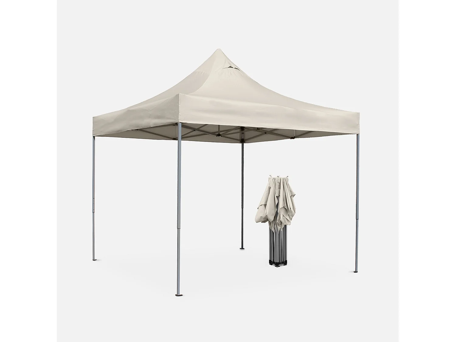 Tonnelle pliante Premium 3x3 m - Apertus Sable - Tente de jardin pop up. pergola pliable. barnum