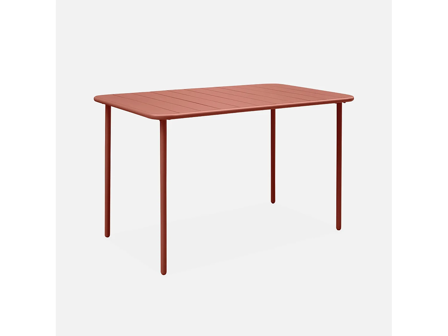 Tavolo da giardino bistrot in metallo a 4 posti, 120cm, terracotta