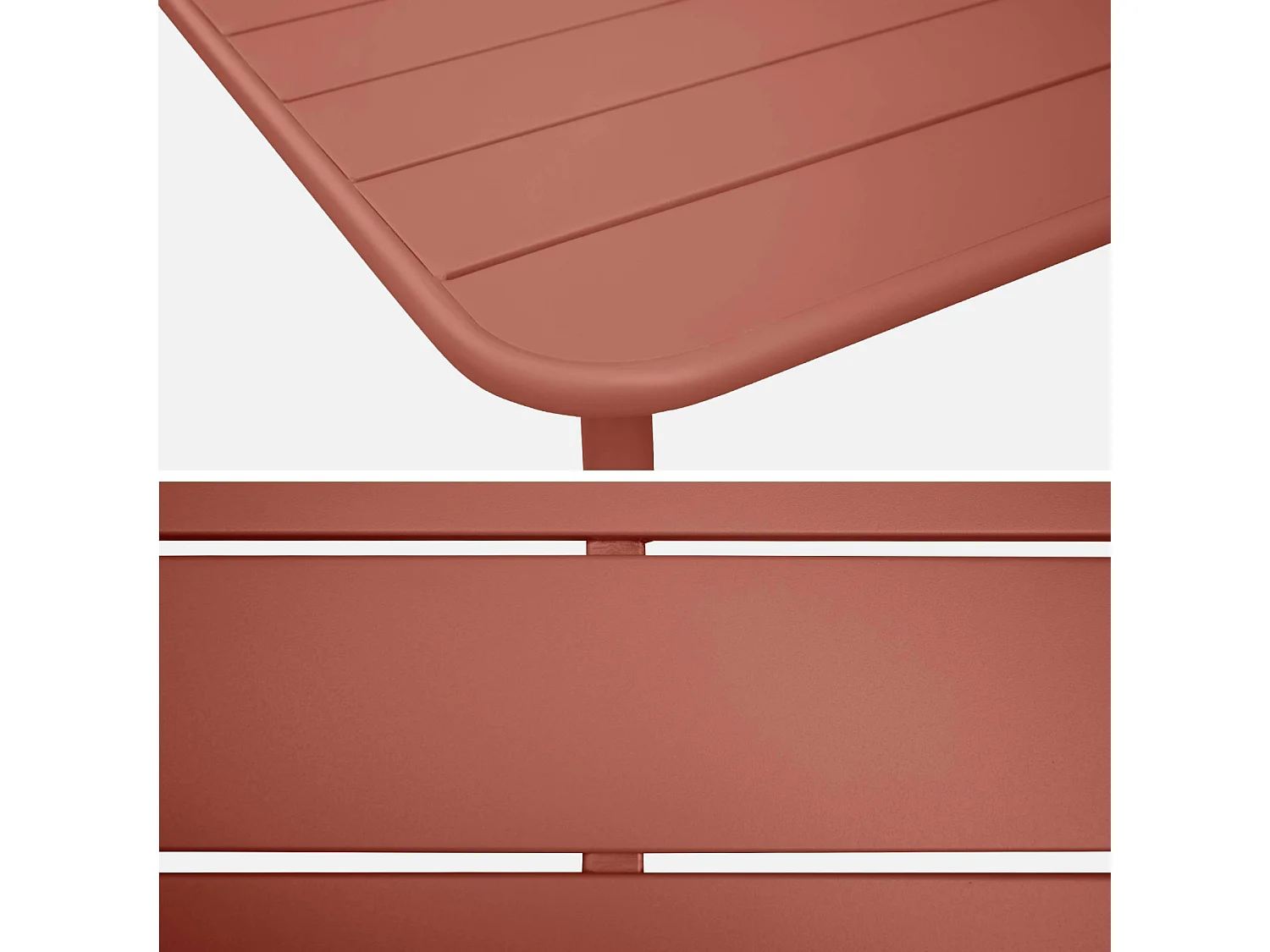 Tavolo da giardino bistrot in metallo a 4 posti, 120cm, terracotta