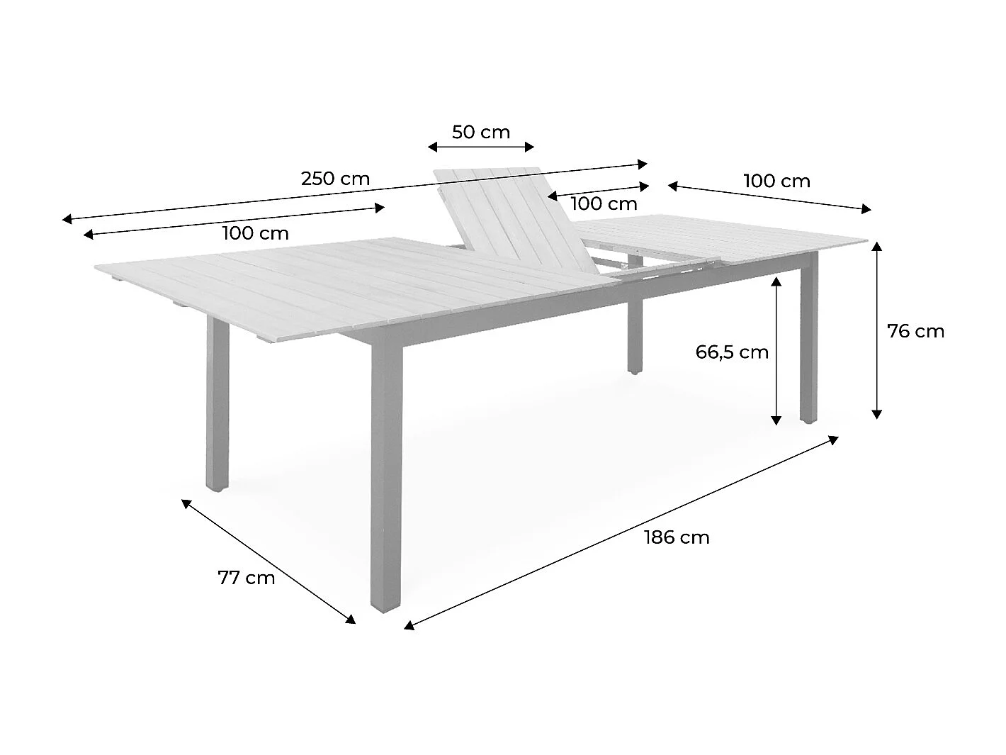 Mesa de jardín extensible de madera, 8 a 10 plazas madera