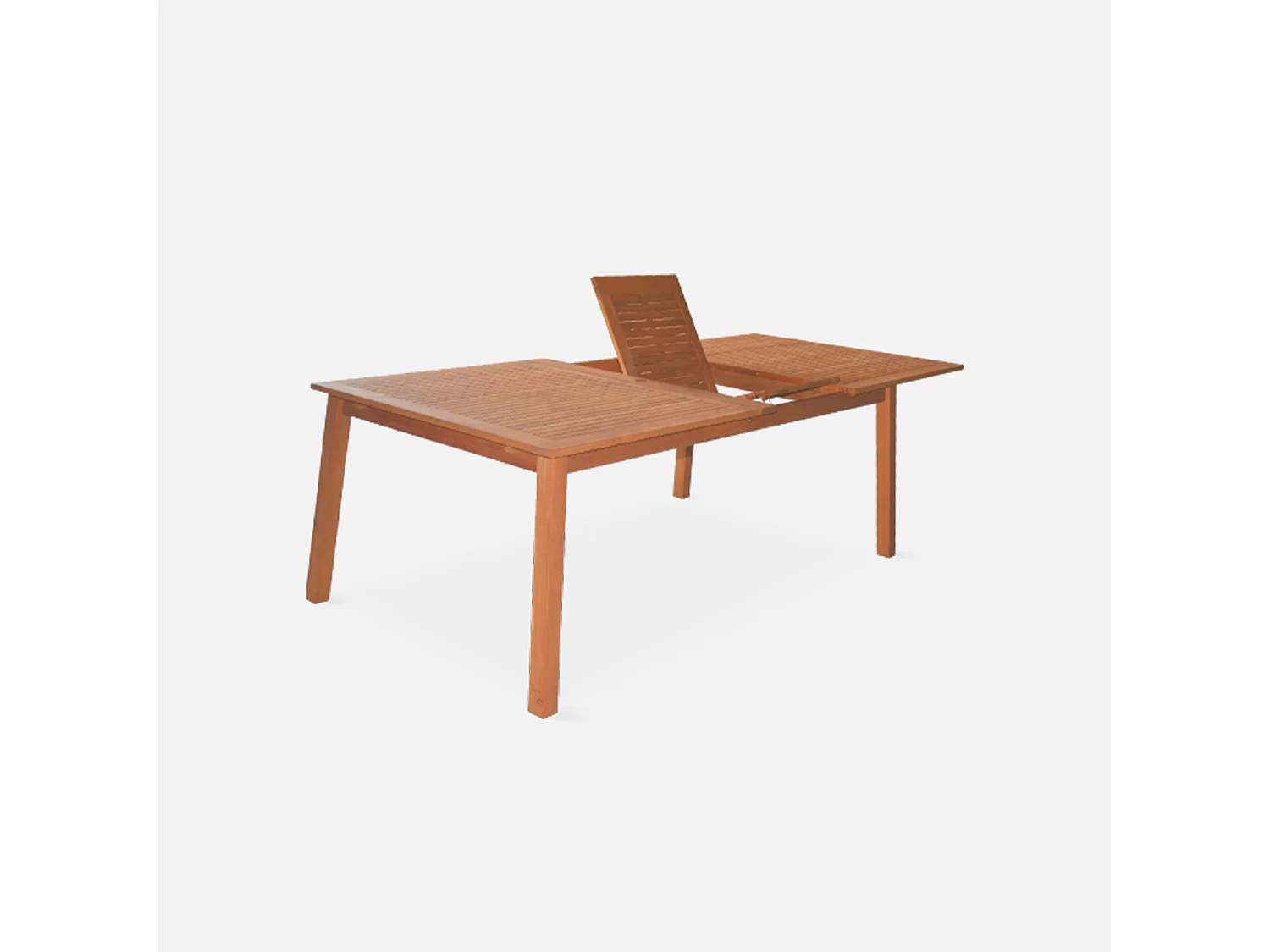 Table de jardin en bois 200-250-300cm - Almeria - Grande table rectangulaire avec allonge eucalyptus. Intérieur / Extérieur