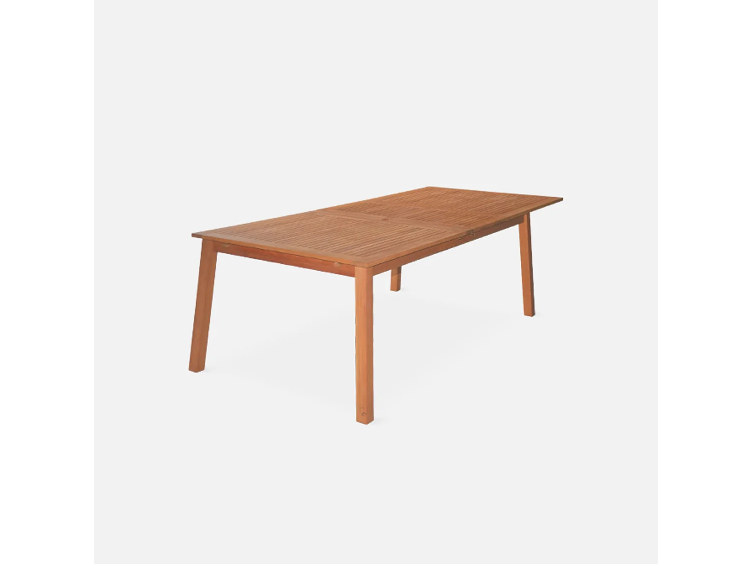 Table de jardin en bois 200-250-300cm - Almeria - Grande table rectangulaire avec allonge eucalyptus. Intérieur / Extérieur