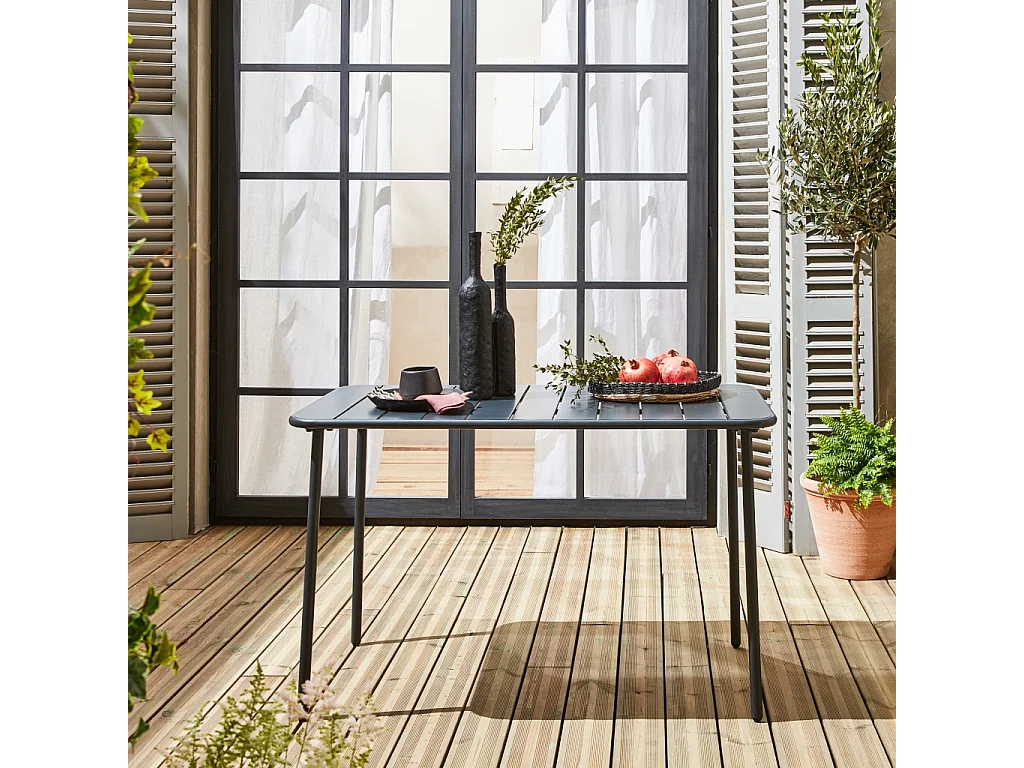 Tavolo da giardino bistrot in metallo a 4 posti, 120cm, antracite