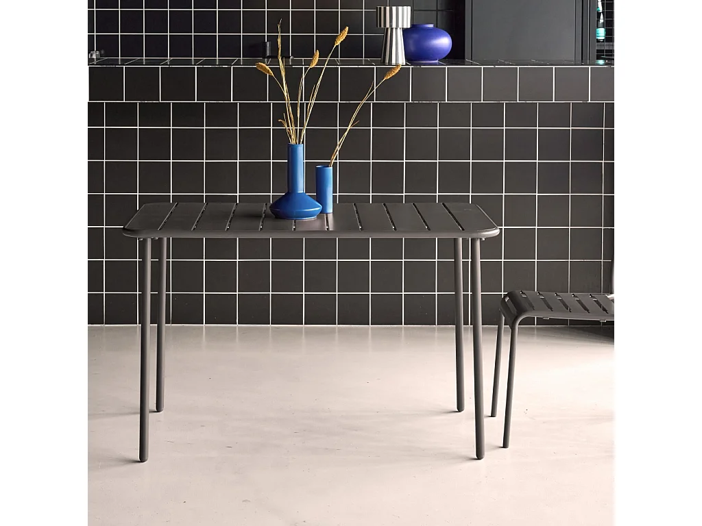 Tavolo da giardino bistrot in metallo a 4 posti, 120cm, antracite