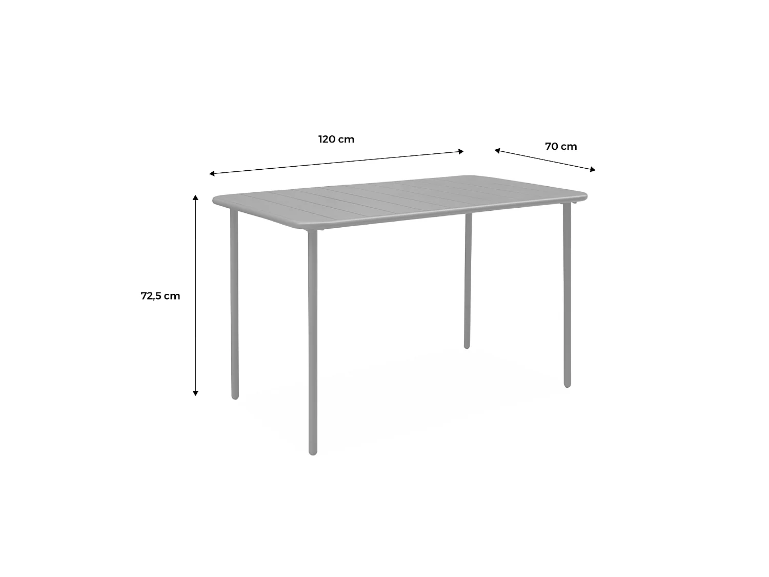Tavolo da giardino bistrot in metallo a 4 posti, 120cm, antracite