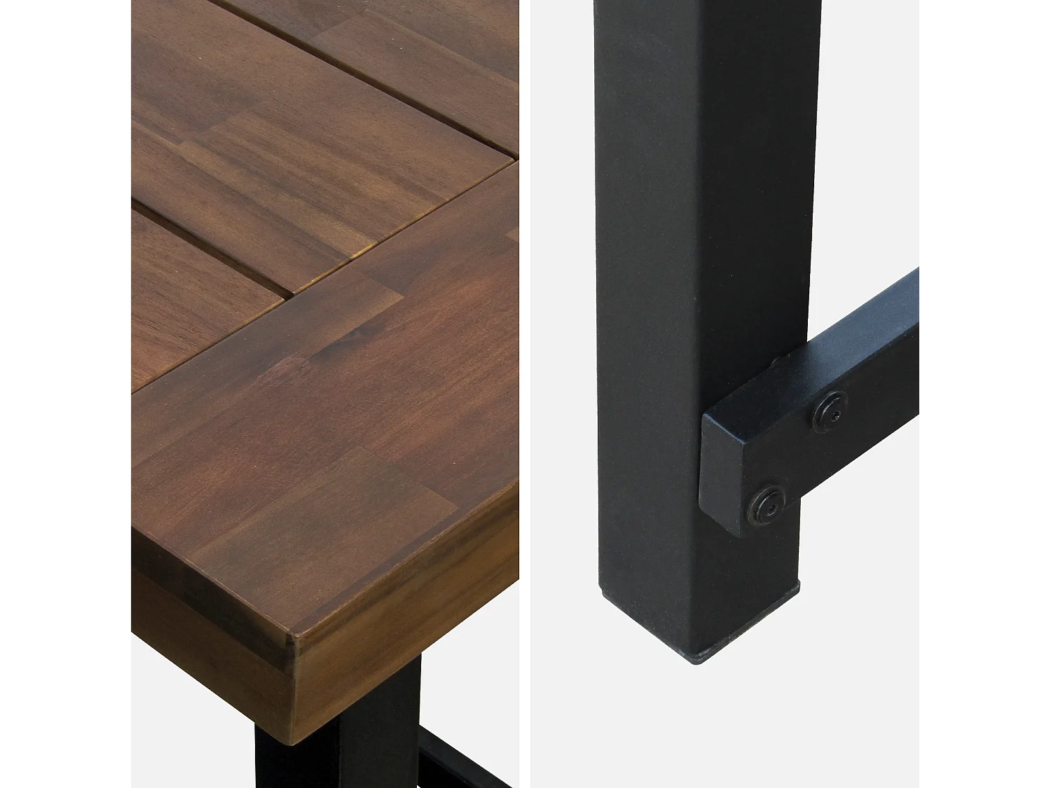 Mesa de interior/exterior de madera y metal, 6-8 plazas madera oscura