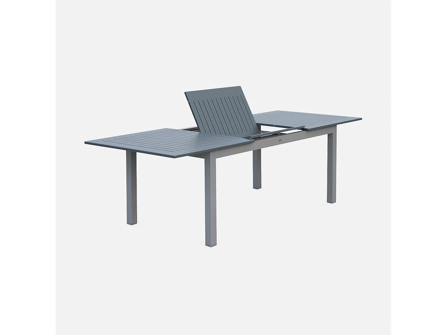 Mesa de jardín extensible de aluminio de 8 plazas gris