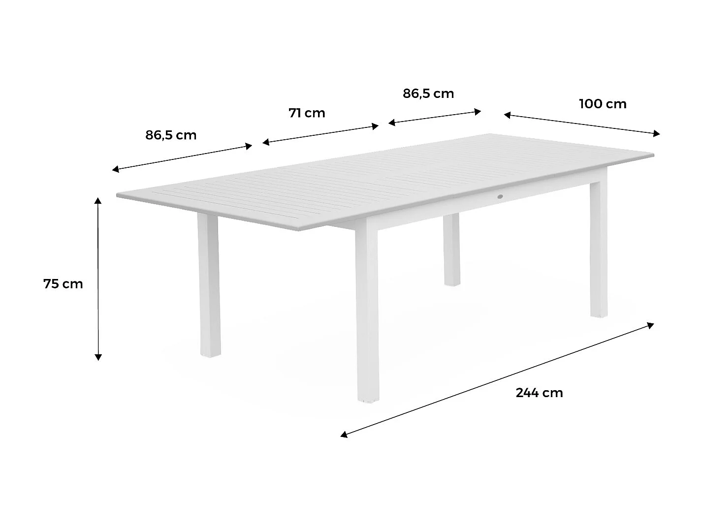 Mesa de jardín extensible de aluminio de 8 plazas gris
