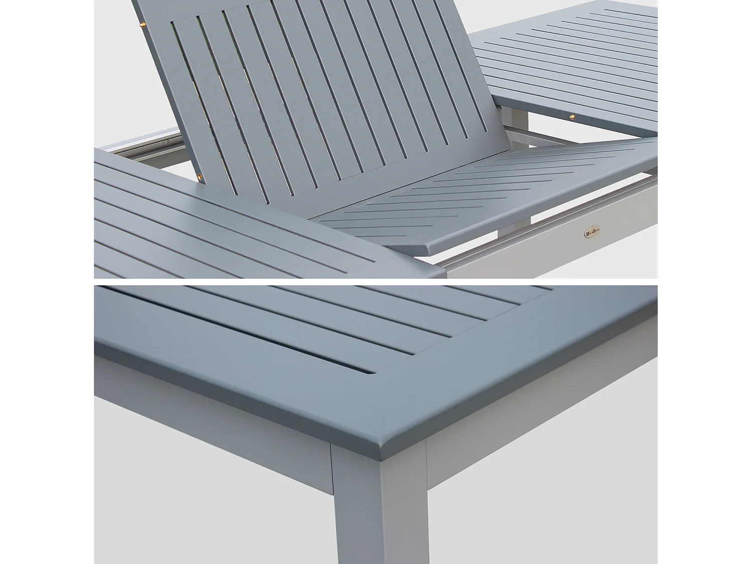 Table extensible - Chicago Anthracite - Table en aluminium 175/245cm avec rallonge. 8 places