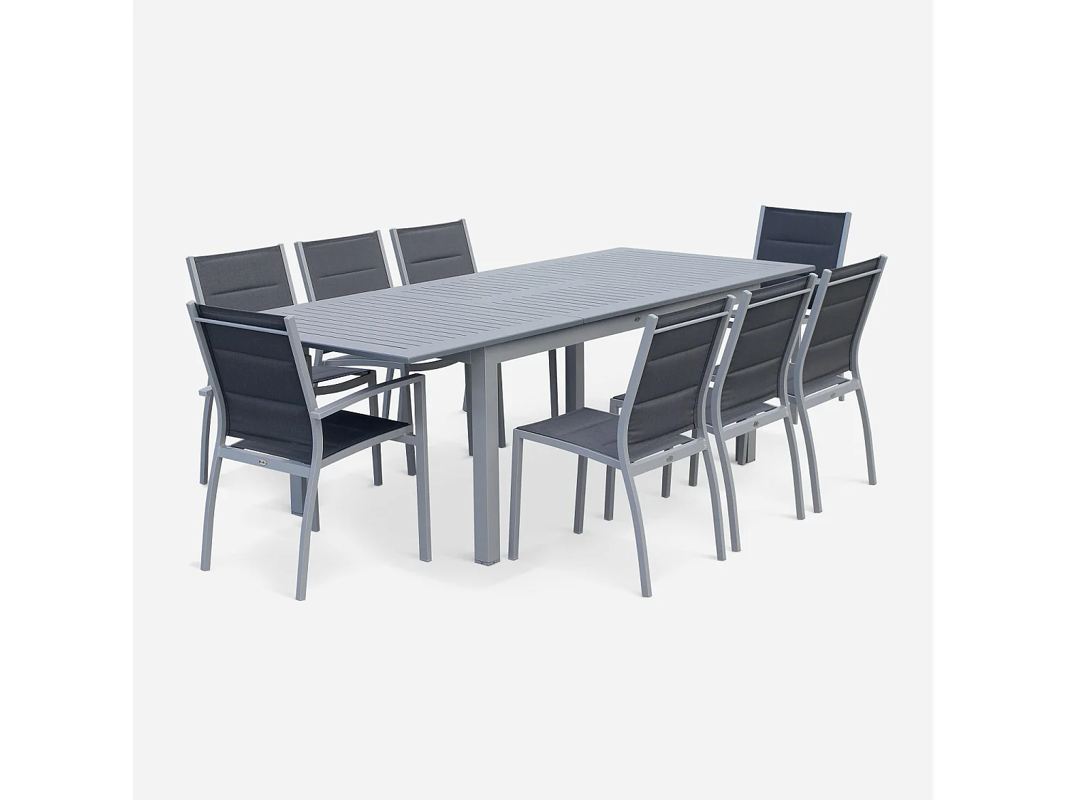 Mesa de jardín extensible de aluminio de 8 plazas gris