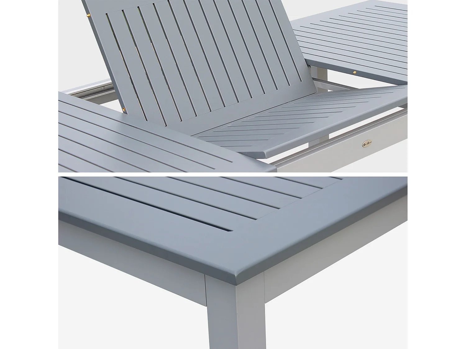 Mesa de jardín extensible de aluminio de 8 plazas gris