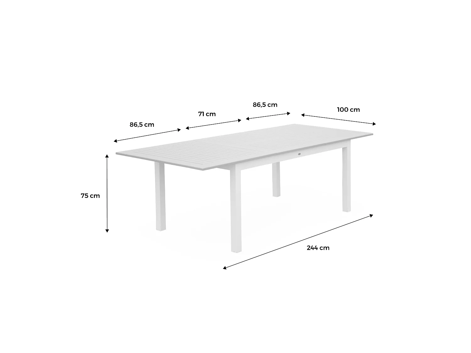Mesa de jardín extensible de aluminio de 8 plazas gris