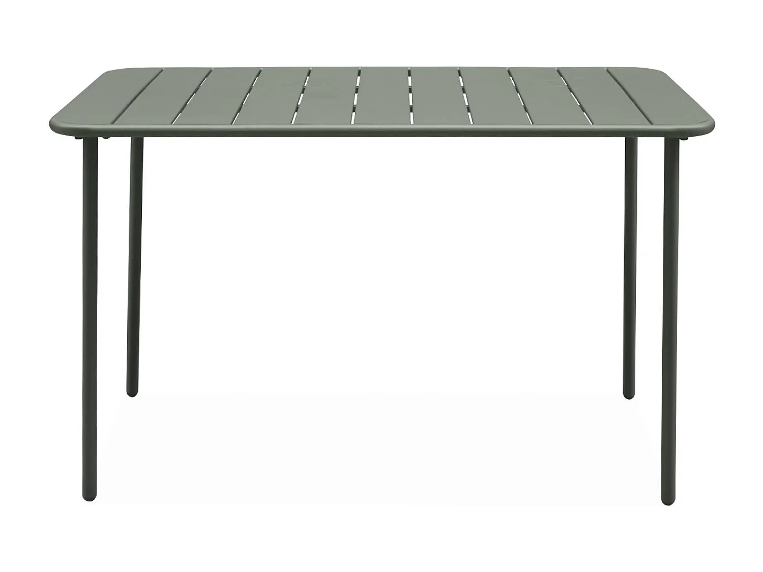 Mesa de jardín metálica de 120cm, 4 plazas verde kaki