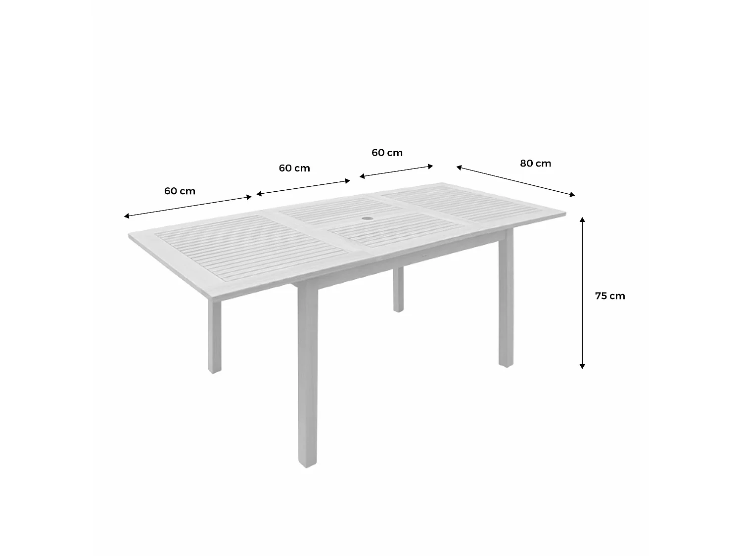 Mesa de jardín de madera extensible de 6 a 8 plazas madera