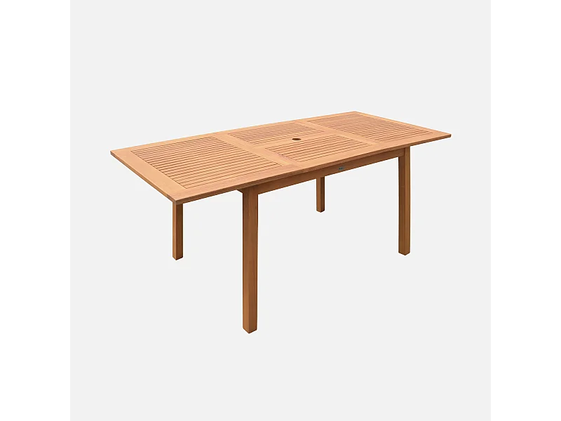 Table de jardin en bois 120-180cm - Almeria - Table rectangulaire avec allonge eucalyptus Intérieur / Extérieur