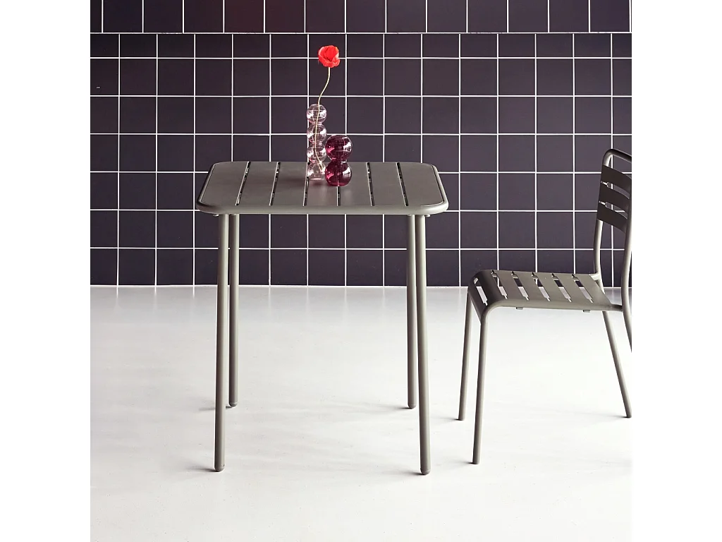 Tavolo da giardino bistrot in metallo 2 posti, 70cm, verde kaki