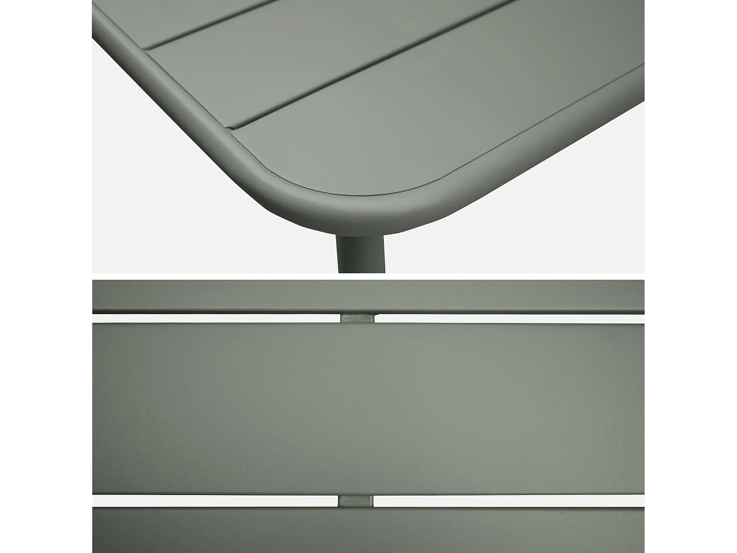 Table de jardin métal 6-8 places. kaki. Amelia. 160x90xH72.5cm