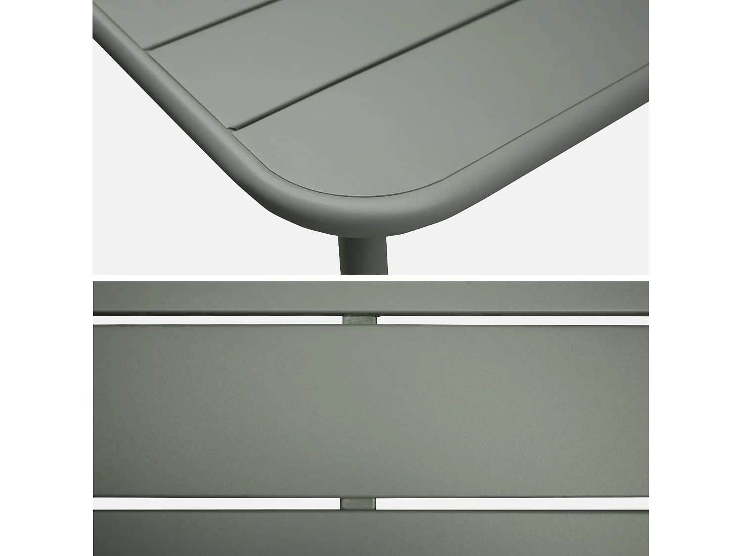 Mesa de jardín de metal, 160cm verde kaki