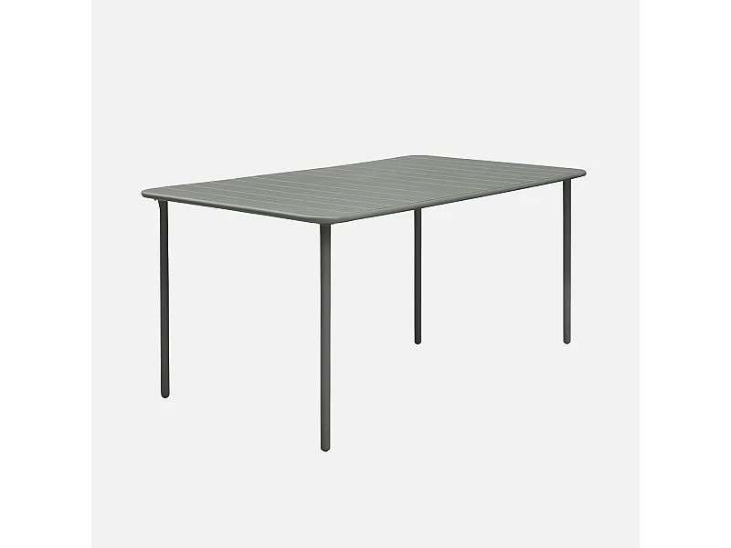 Table de jardin métal 6-8 places. kaki. Amelia. 160x90xH72.5cm