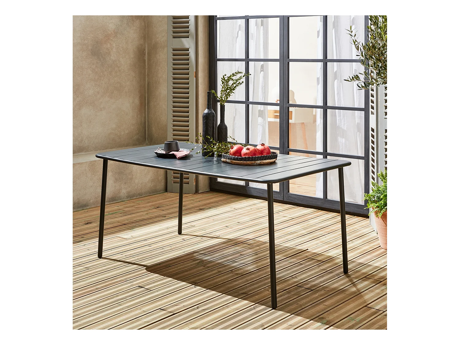 Tavolo da giardino in metallo, 6-8 posti a sedere, antracite