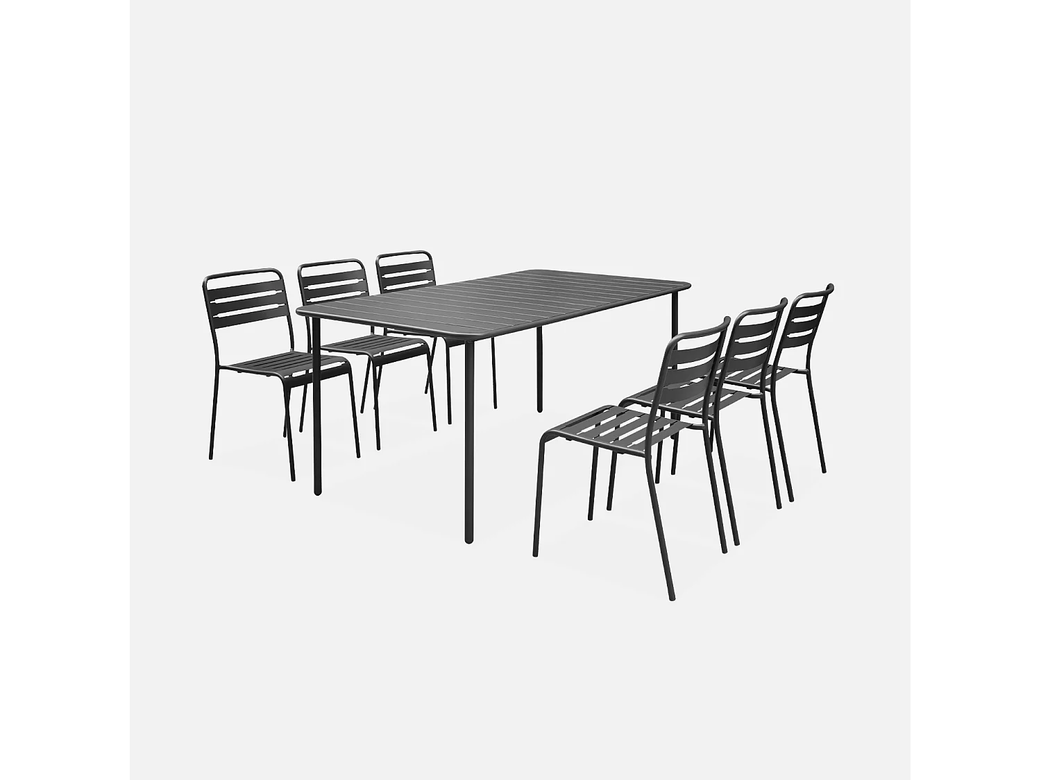 Mesa de jardín bistró de acero, 6-8 plazas, 160cm antracita