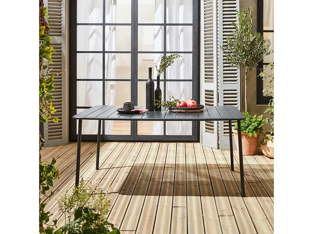 Mesa de jardín bistró de acero, 6-8 plazas, 160cm antracita