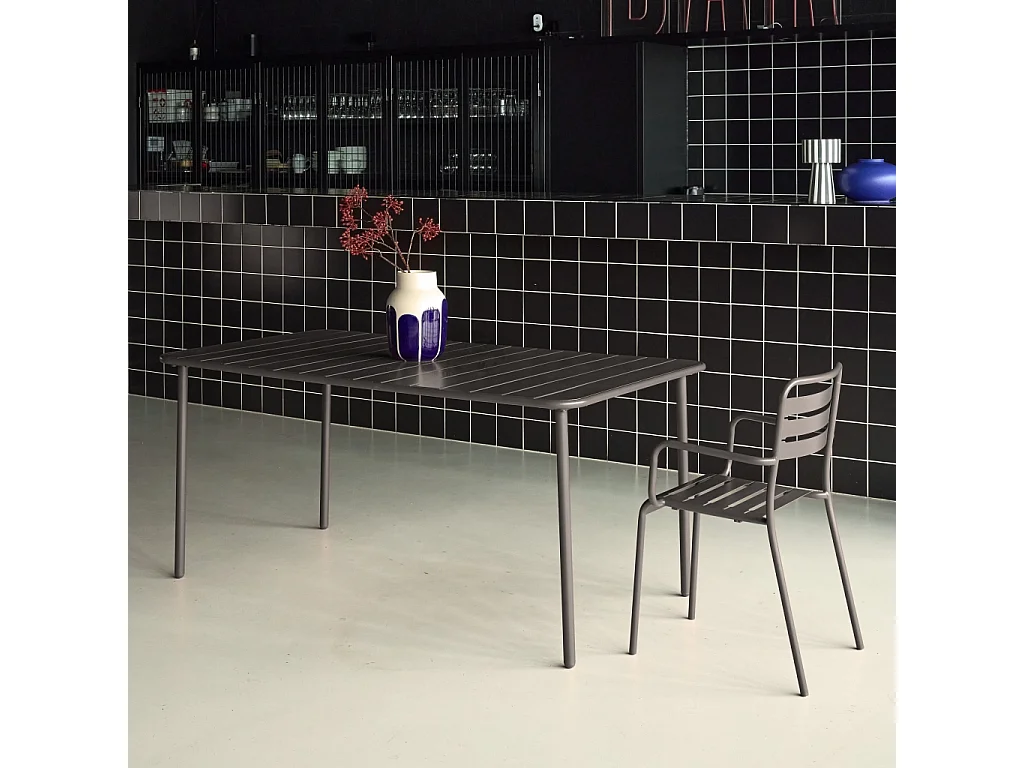 Mesa de jardín bistró de acero, 6-8 plazas, 160cm antracita