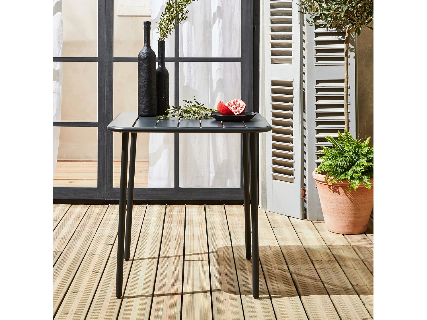 Mesa de jardín metálica de 70cm, 2 plazas antracita