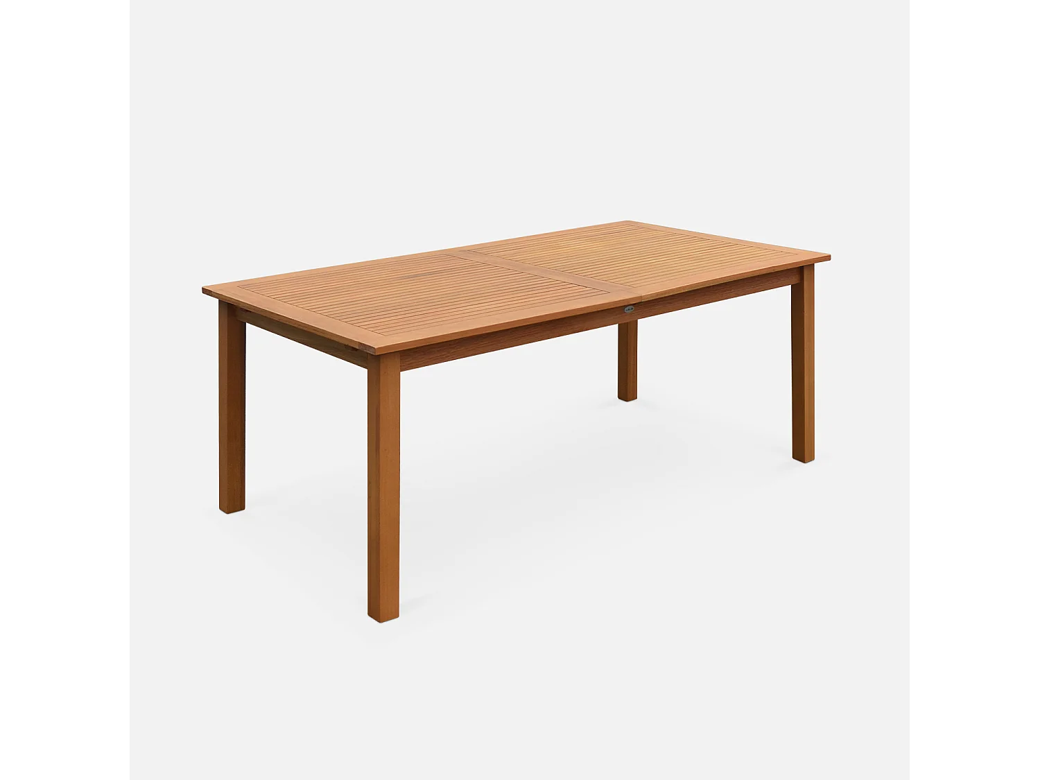 Table de jardin en bois 180-240cm - Almeria - Grande table rectangulaire avec rallonge eucalyptus. Intérieur / Extérieur