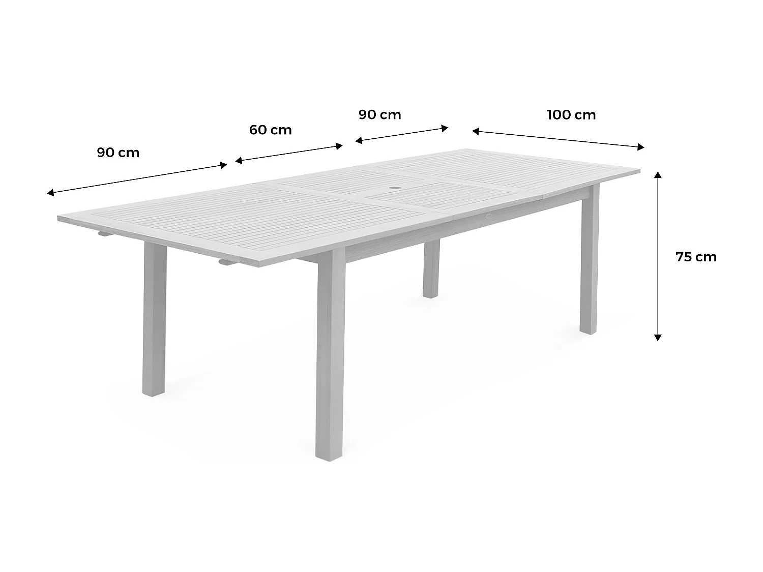 Mesa de jardín de madera extensible, 8-10 plazas madera