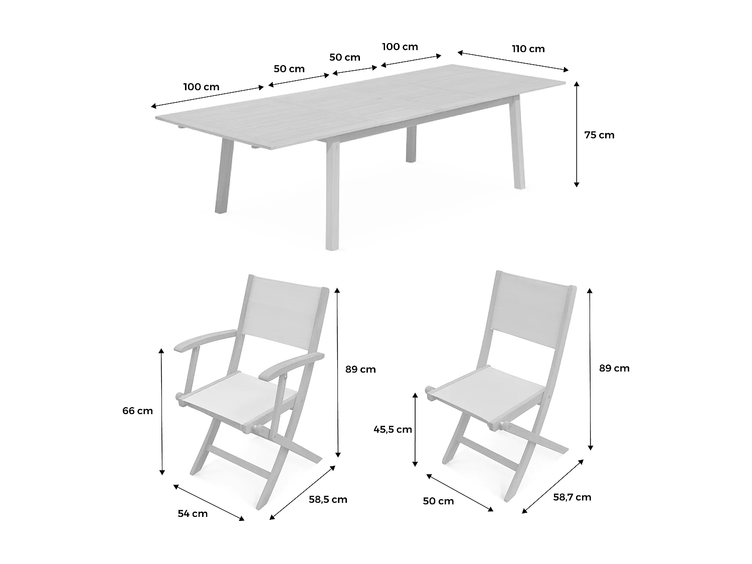 Mesa de jardín extensible de madera + 10 sillas madera