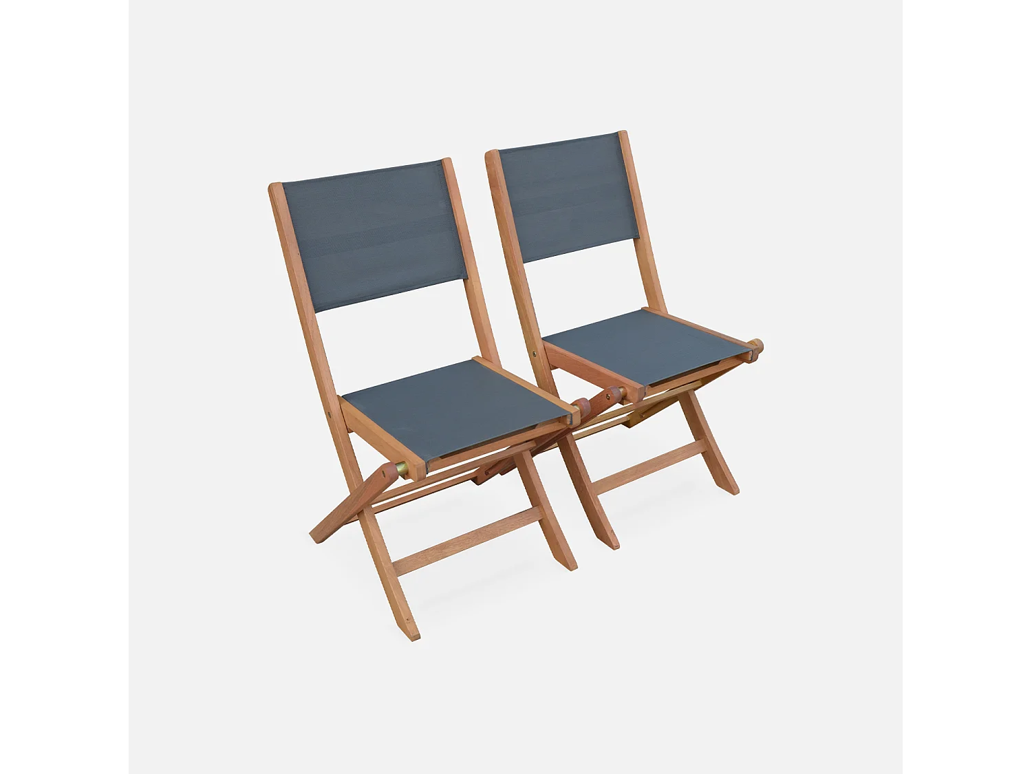 Table de jardin extensible bois d'eucalyptus + 8 assises. en bois d'Eucalyptus huilé et textilène gris anthracite