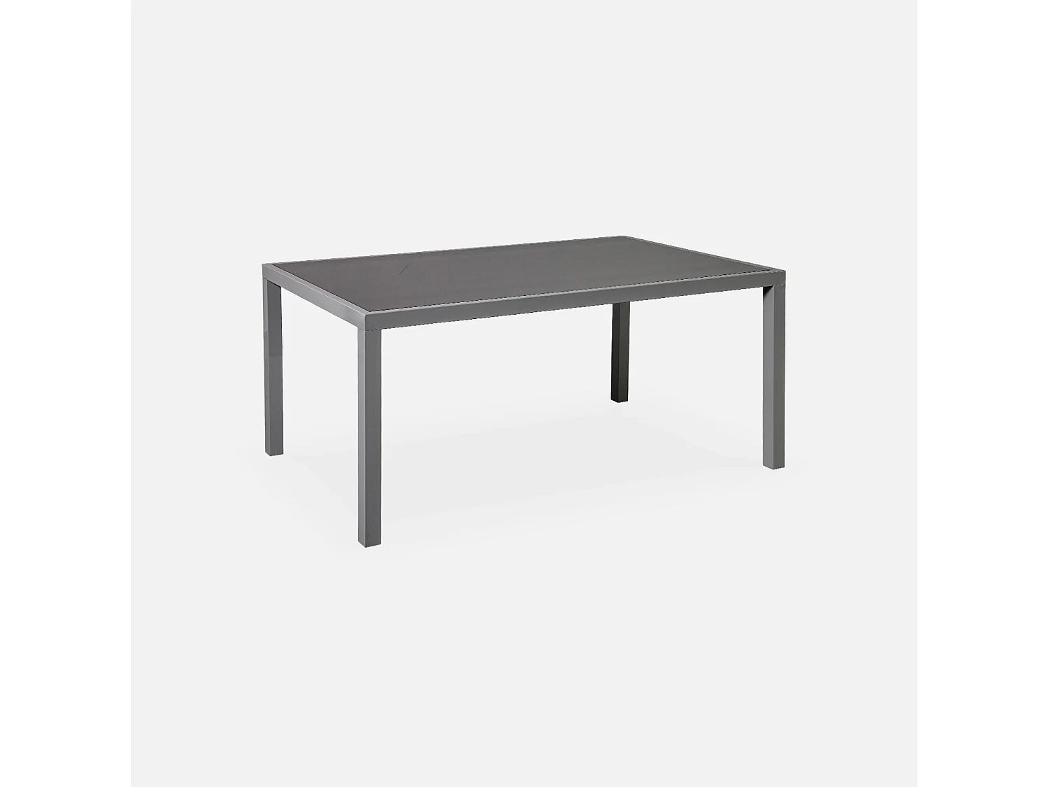 Mesa de jardín de aluminio, 6 sillas de textileno gris