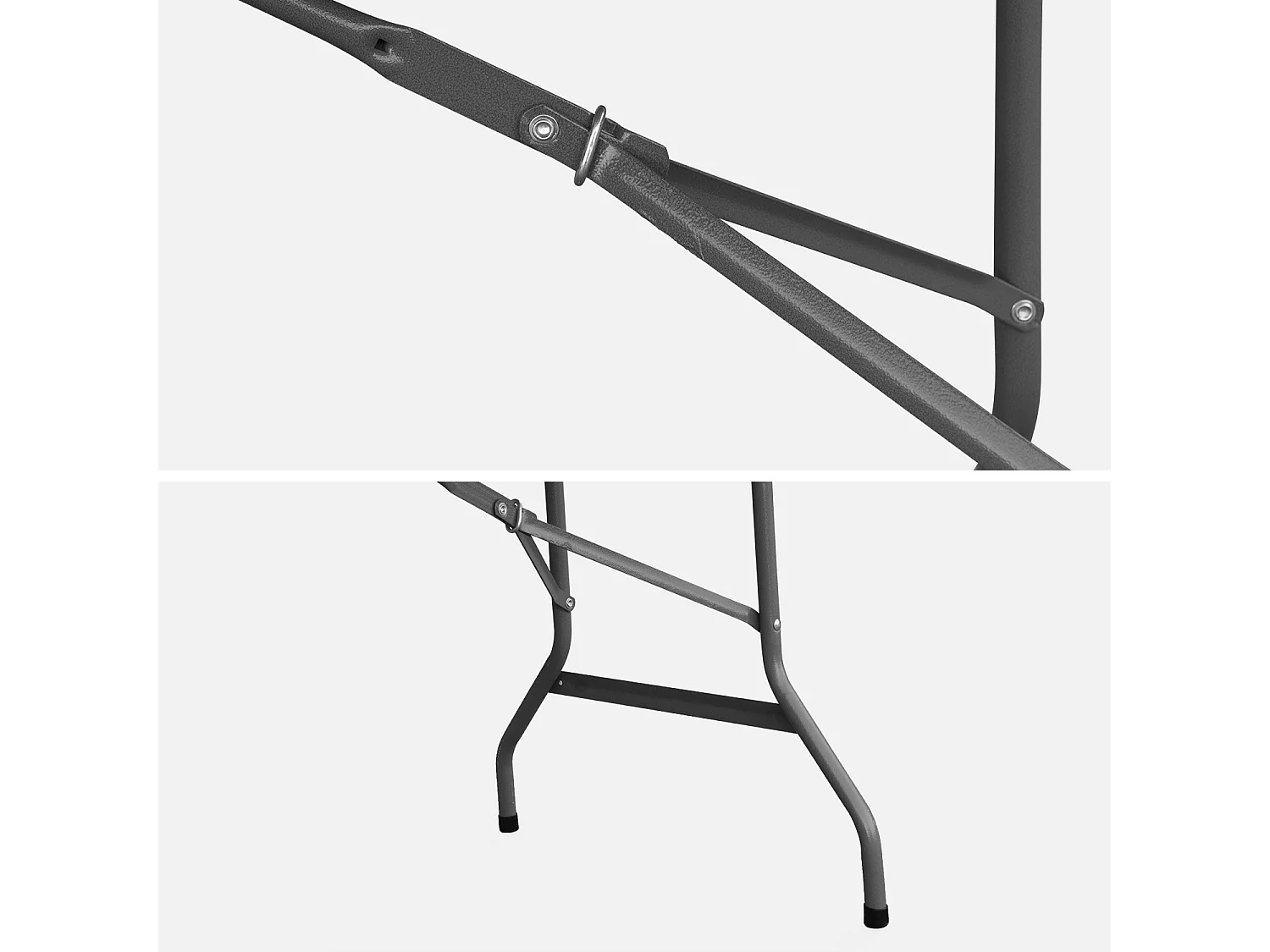 Lot de 2 tables de réception. pliables 180cm. table pliante avec poignée de transport. table de camping