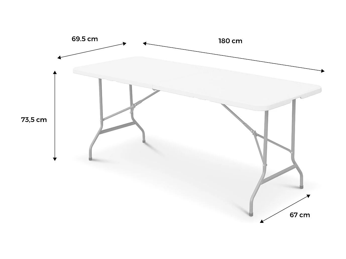 Lot de 2 tables de réception. pliables 180cm. table pliante avec poignée de transport. table de camping