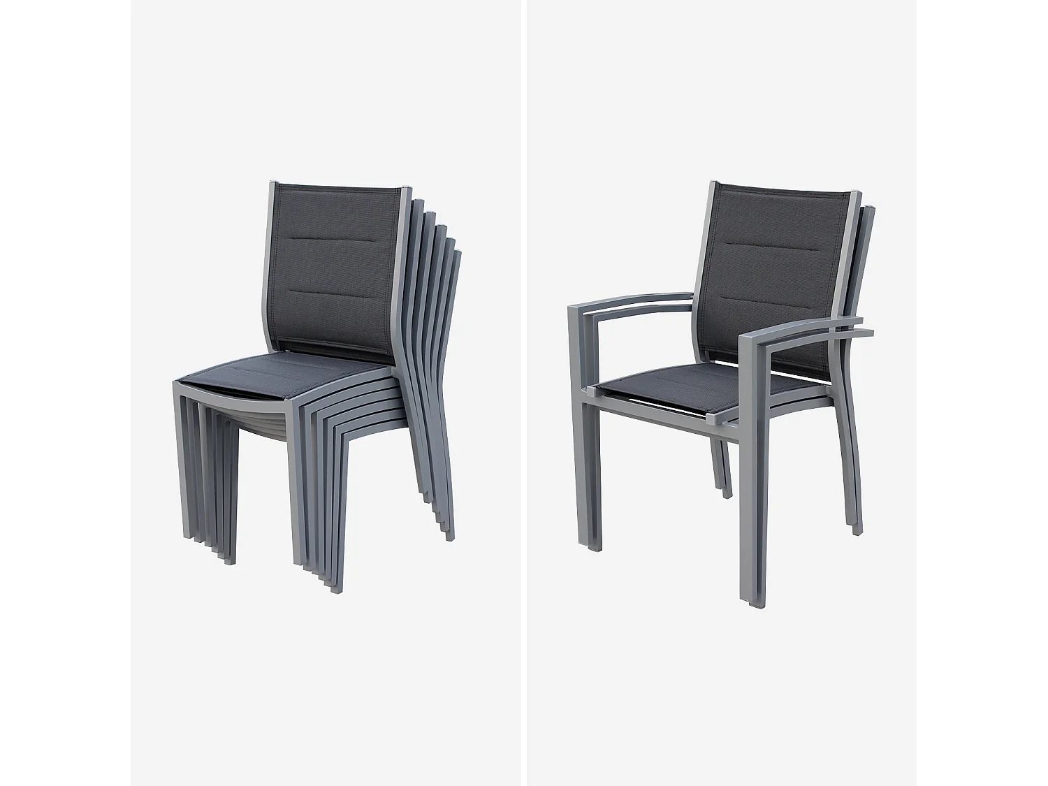 Set tavolo da giardino allungabile in alluminio, 8 posti, grigio