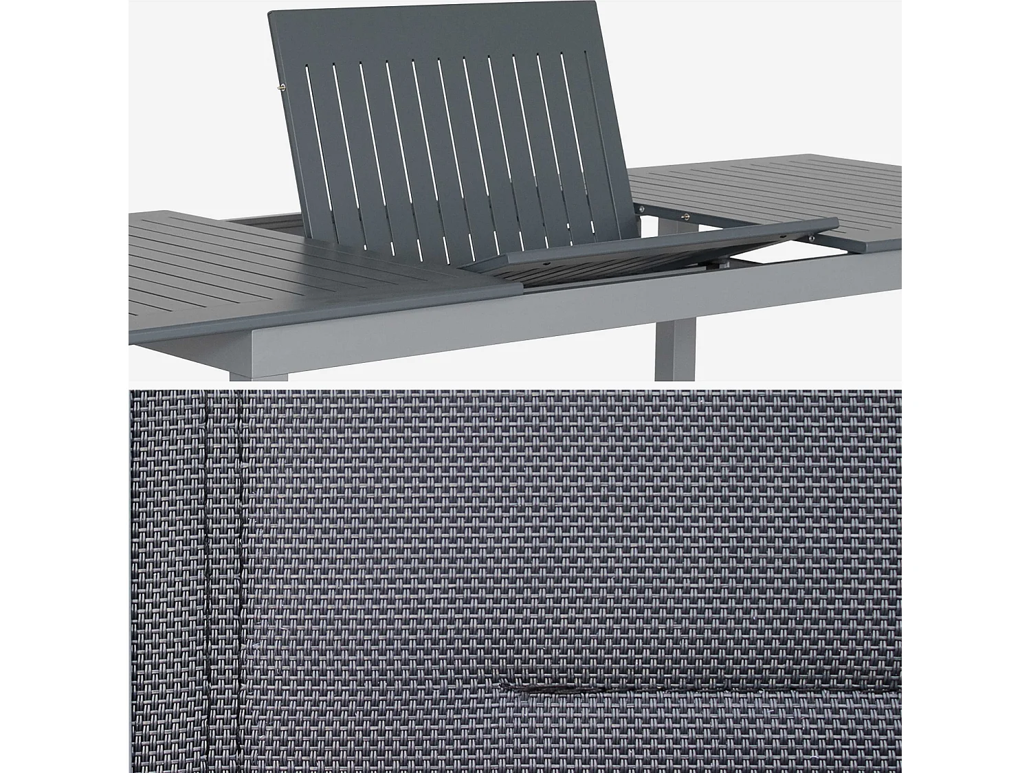 Set tavolo da giardino allungabile in alluminio, 8 posti, grigio