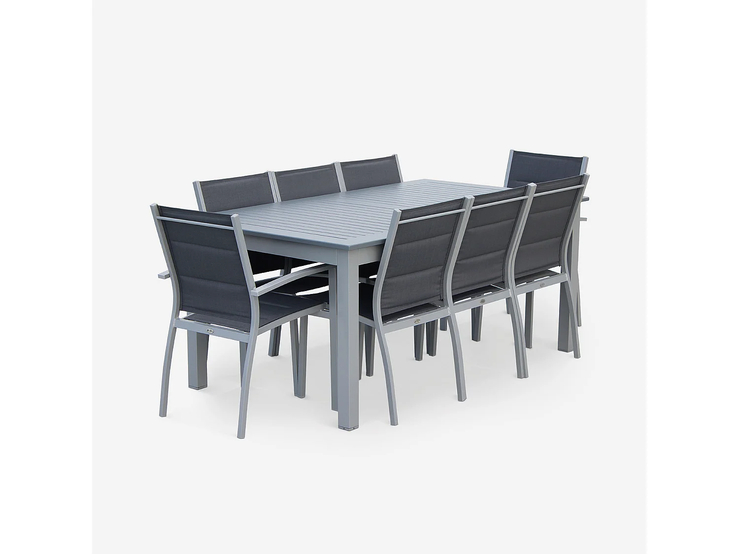 Set tavolo da giardino allungabile in alluminio, 8 posti, grigio