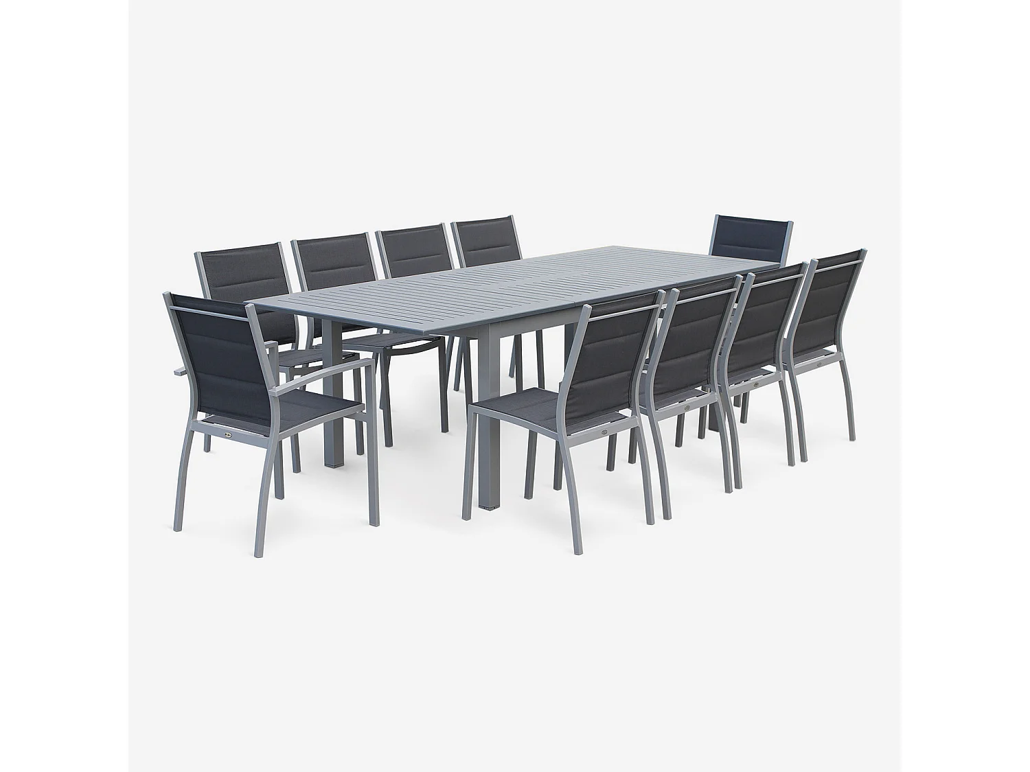 Set tavolo da giardino allungabile in alluminio, 8 posti, grigio
