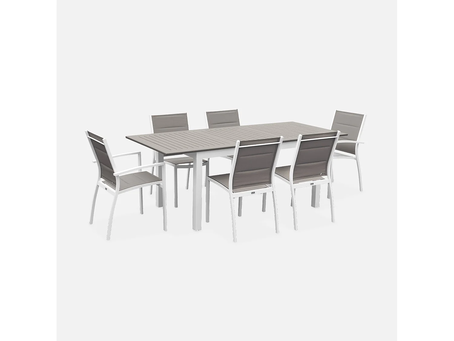 Set tavolo da giardino allungabile in alluminio, 6 posti, bianco