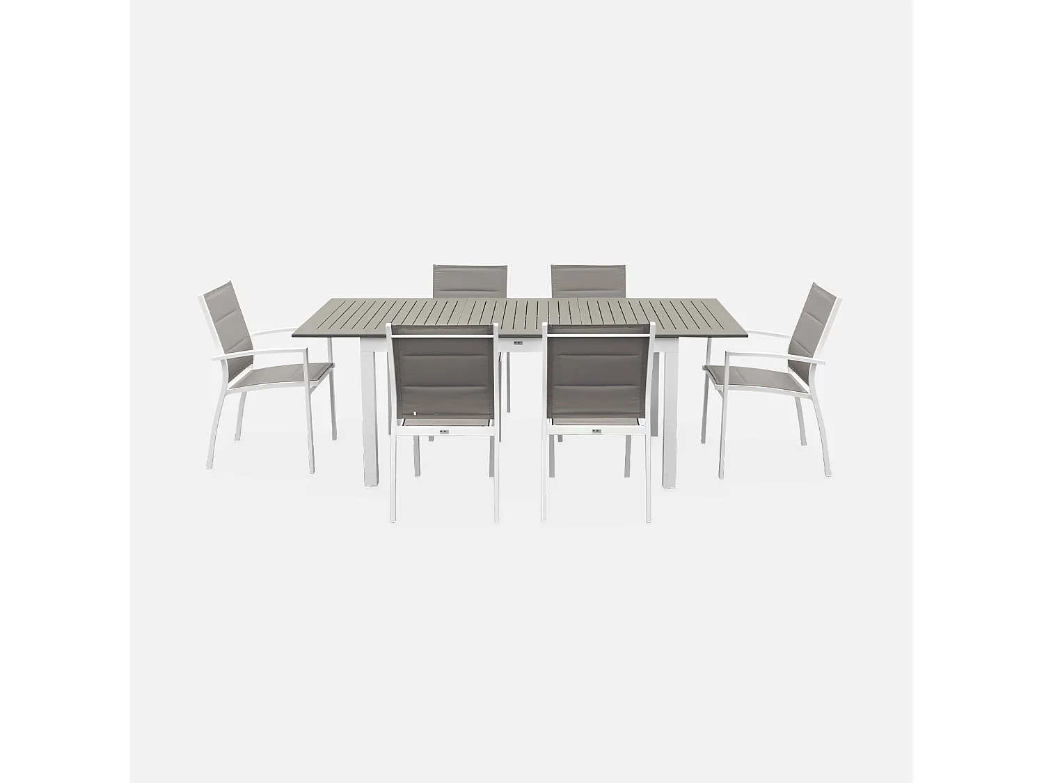 Set tavolo da giardino allungabile in alluminio, 6 posti, bianco