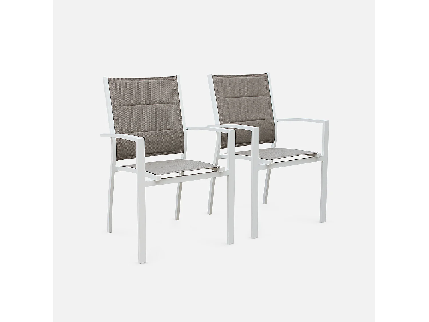 Mesa de jardín extensible de aluminio con 6 sillas, Blanco