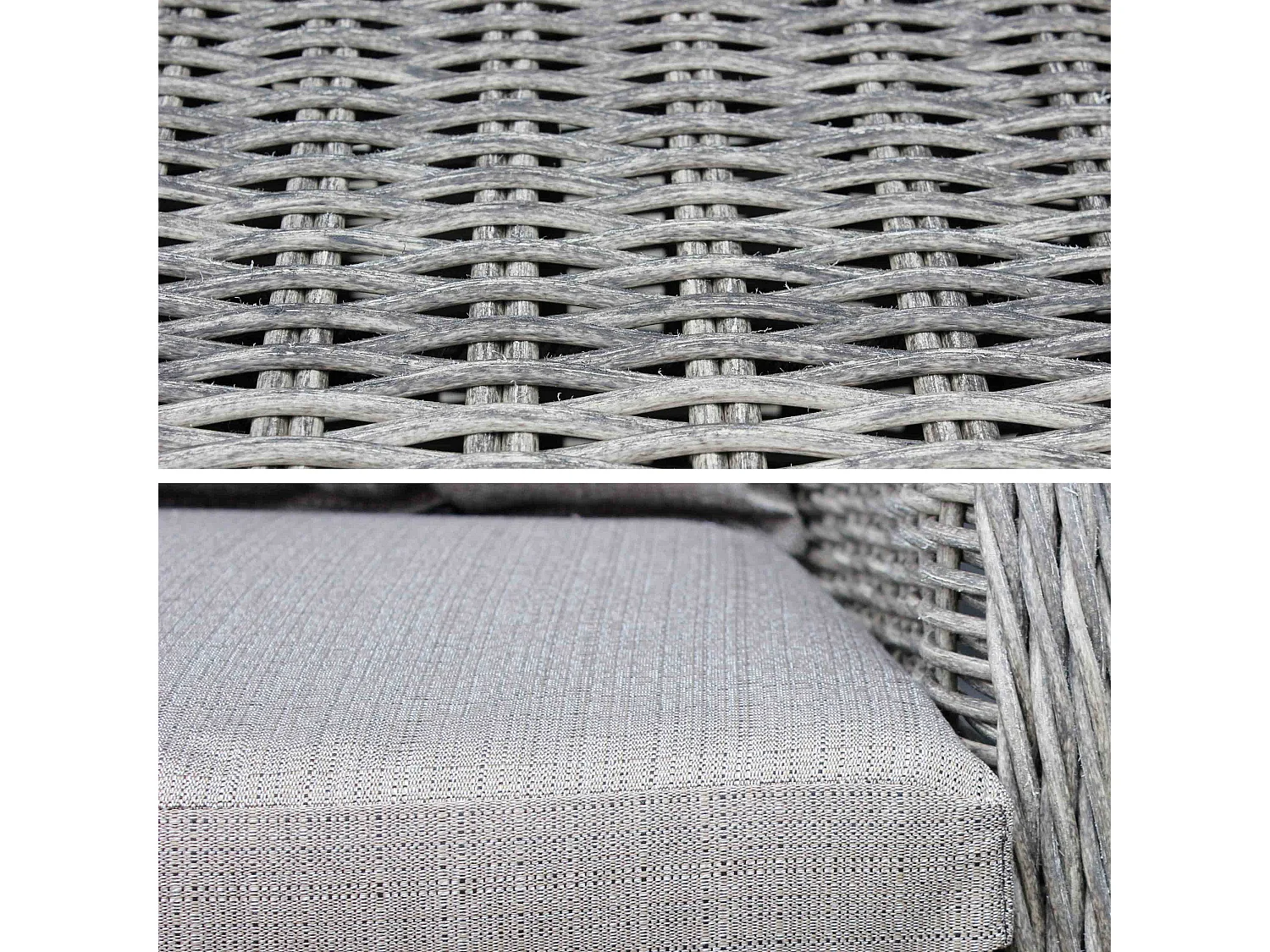 Set tavolo da giardino in resina arrotondata 6 posti, grigio