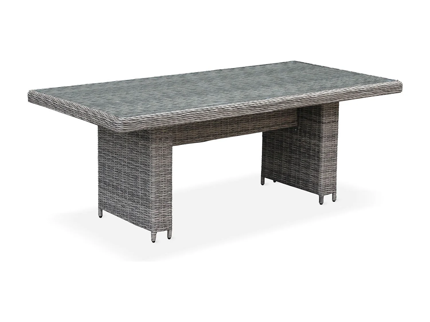 Set tavolo da giardino in resina arrotondata 6 posti, grigio