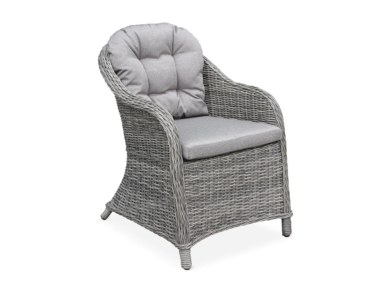 Set tavolo da giardino in resina arrotondata 6 posti, grigio