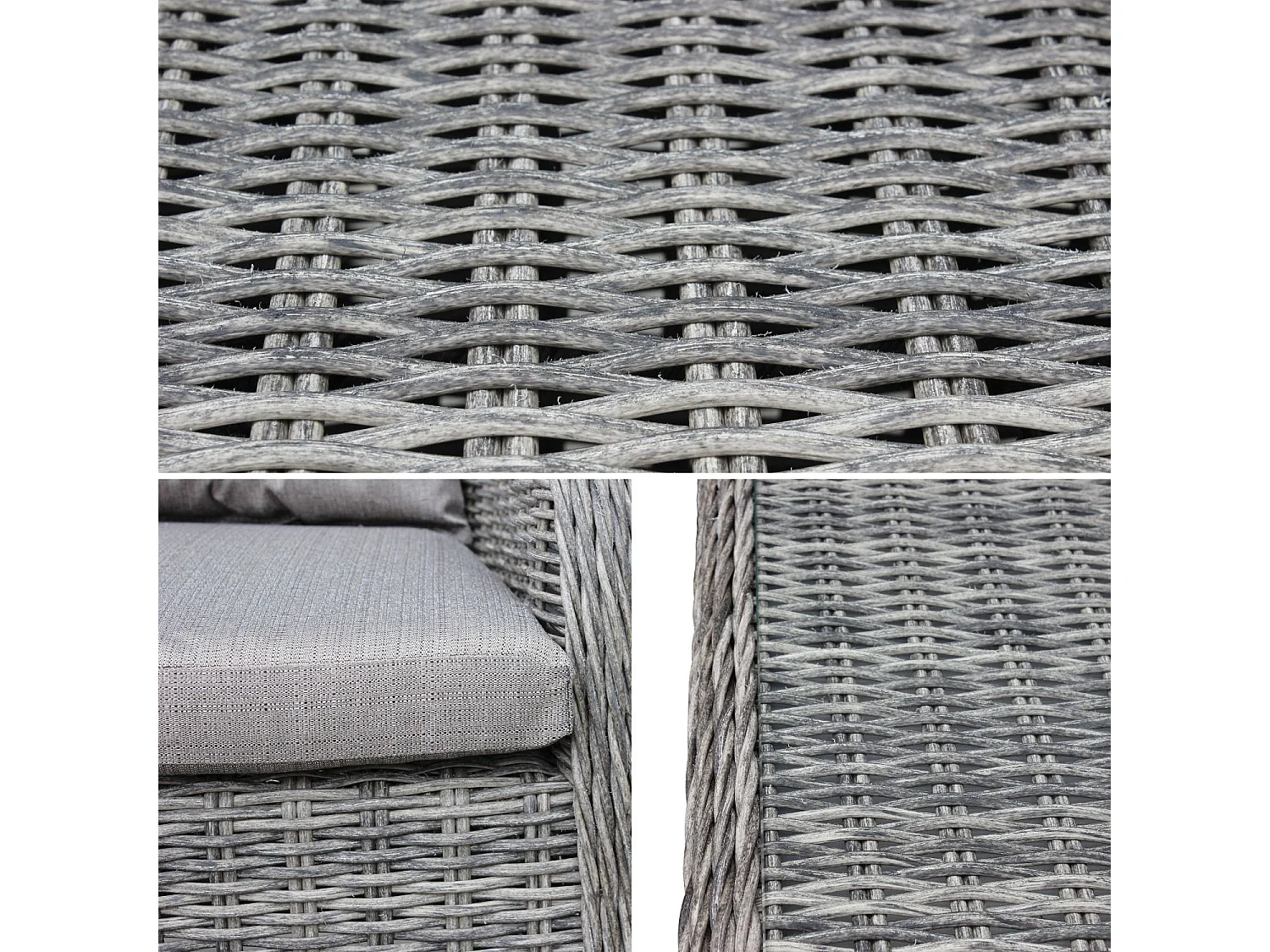 Set tavolo da giardino in resina arrotondata 6 posti, grigio