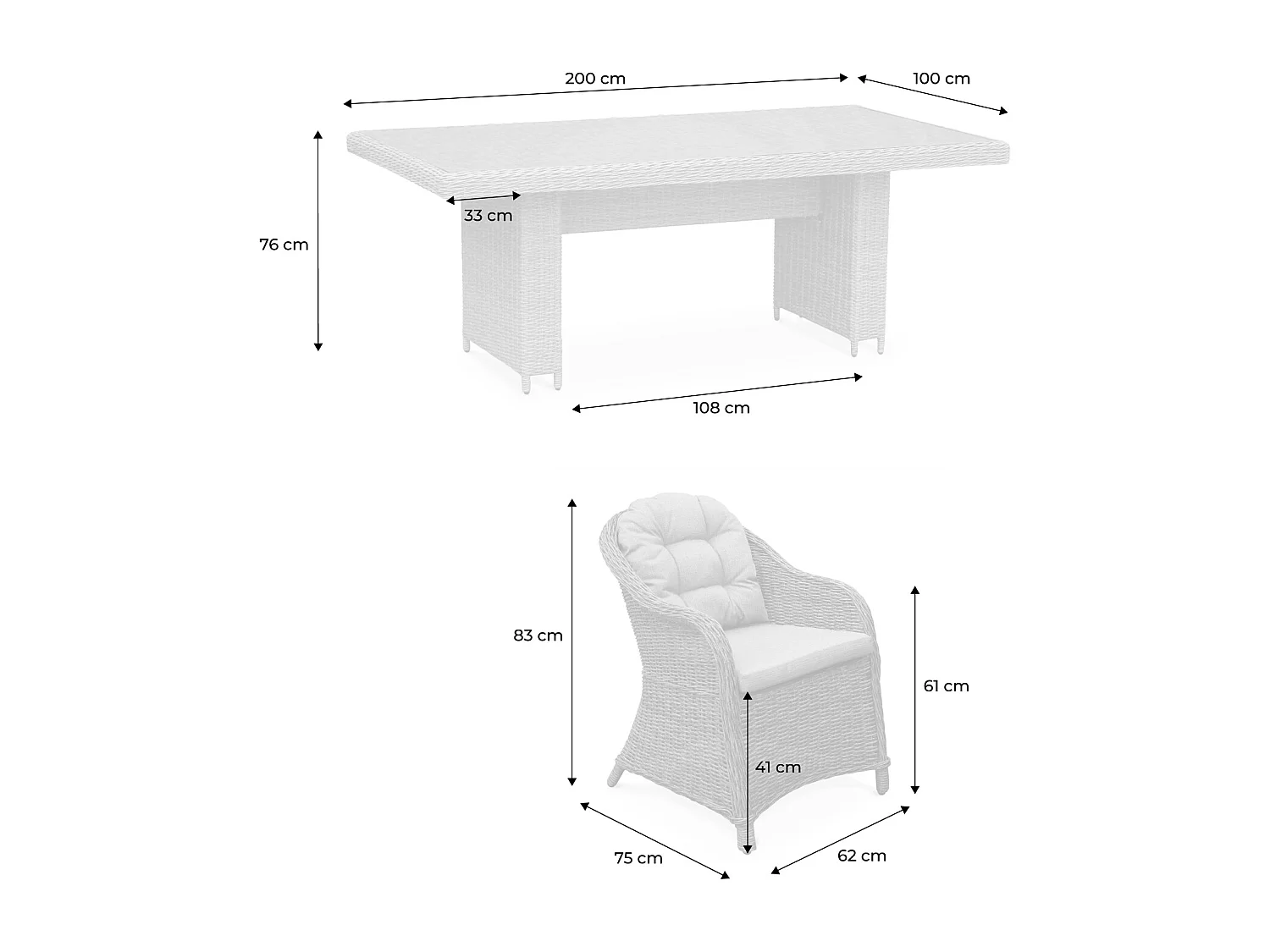 Set tavolo da giardino in resina arrotondata 6 posti, grigio